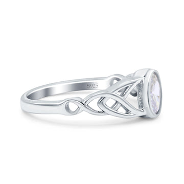 Infinity Twisted Wedding Ring Oval Cut Simulated Cubic Zirconia 925 Sterling Silver